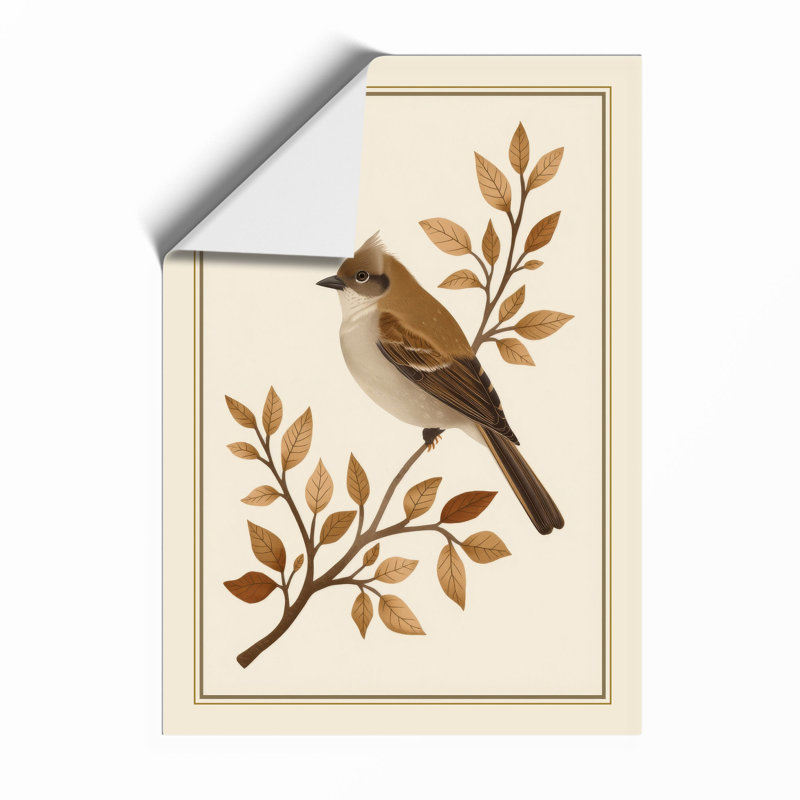 Bird Among Branches Botanical - Framed Print, Unframed, A2 - 59.4 x 42.0 cm