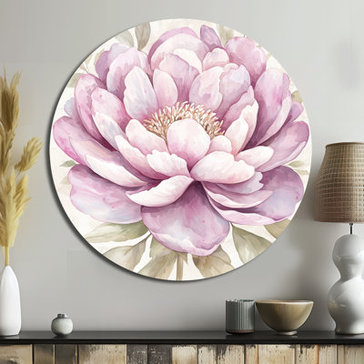 Minimalisme élégance de pivoines roses II - impression d'art traditionnel rose en métal