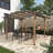 8.5 x 13 ft Heavy-Duty Outdoor Pergola with Bar Counter & Shelves, Arched PVC-coated polyester Canopy, Wood-Grain Steel Posts for Patio & Backyard