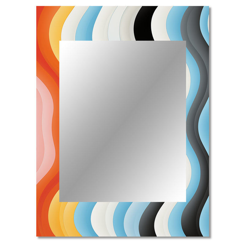 Opt Opt Line Delirum I - grand miroir mural Op Art, 40 po x 30 po