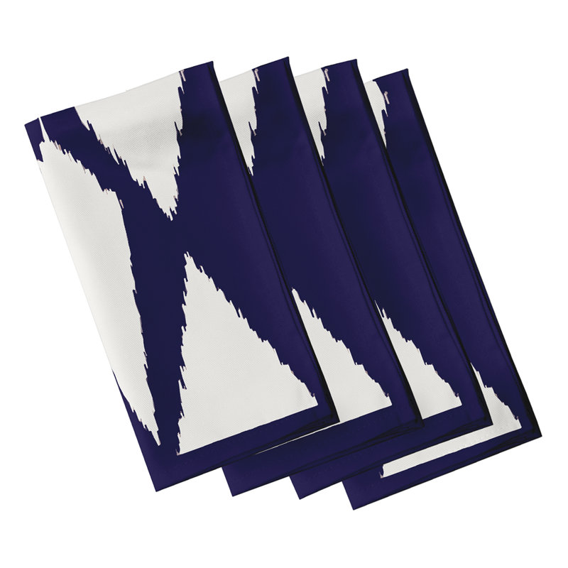 Alexina Polyester Geometric Square Napkin, Navy