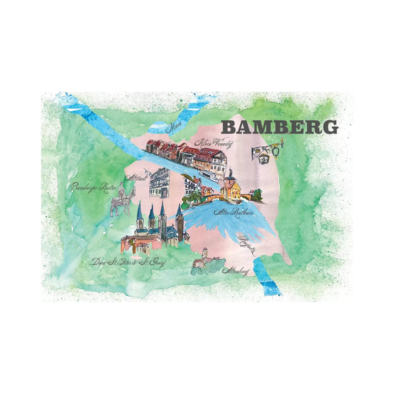 Bamberg, Germany Travel Poster by Markus & Martina Bleichner - Wrapped Canvas Gallery-Wrapped Canvas Giclée