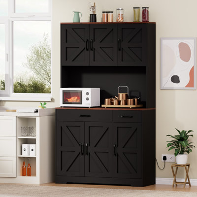 71" Kitchen Pantry Cabinet With Charge Station, 8 Adjustable Shelves and 2 Drawers by Gracie Oaks