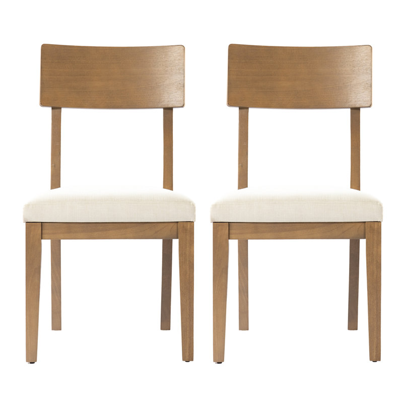 2 pièces de chaises de salle à manger avec coussins. Profitez d'un environnement confortable. La conception simple complète le tout. Parfait pour la cuisine et les repas formels. Amélioration du style. Couleur naturelle, fabrication. 19,22