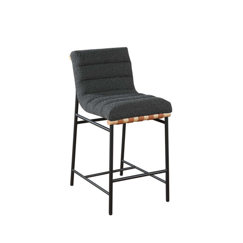 Liana 17.75"W Boucle Fabric Counter Height Chair, Dark Gray