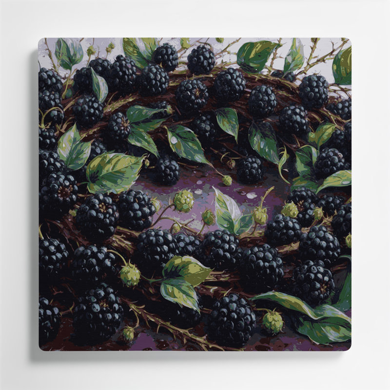 Fruit Raspberry Black Purple Metal Wall Art, 16" H x 16" W