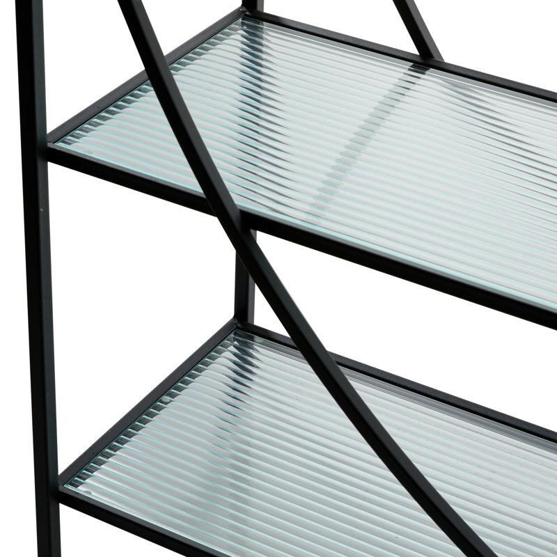 Metal 6 Shelves Storage Black Shelving Unit