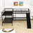 Alfortville Twin Over Twin Metal L-Shaped Bunk Beds with Slide-1387287974