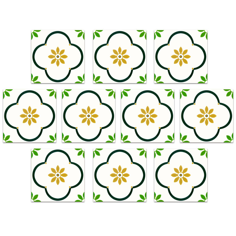 12 In. X 12 In. Vinyl Peel And Stick Backsplash, Wall Tile For Kitchen And Bathroom, Green (10 Sq. Ft.)