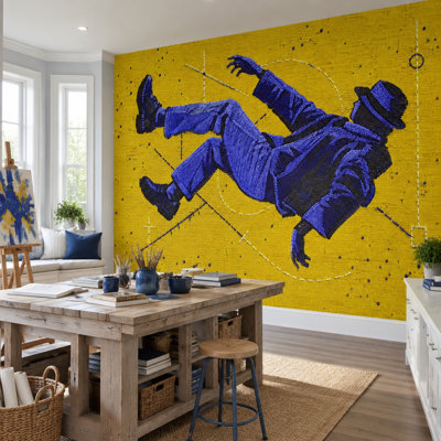 Papier peint mural flottant jaune