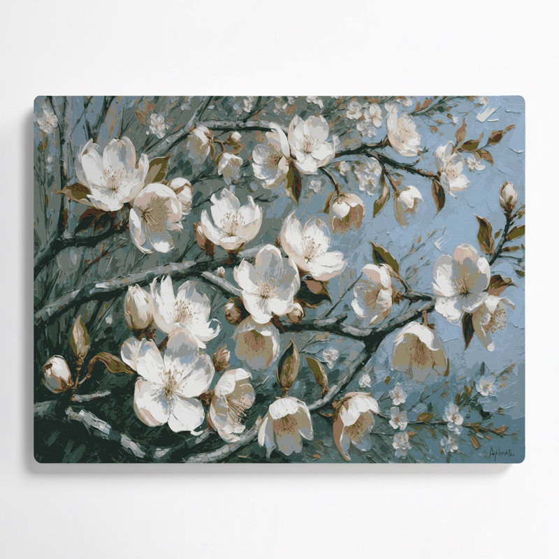 Art mural en métal Botanical Apple Blossoms, H 11 po x l 14 po