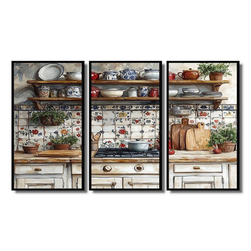 Country Kitchen Rustic Dream II - ensemble de reproductions d'art mural de cuisine, H 28 po x l 36 po x P 1 po