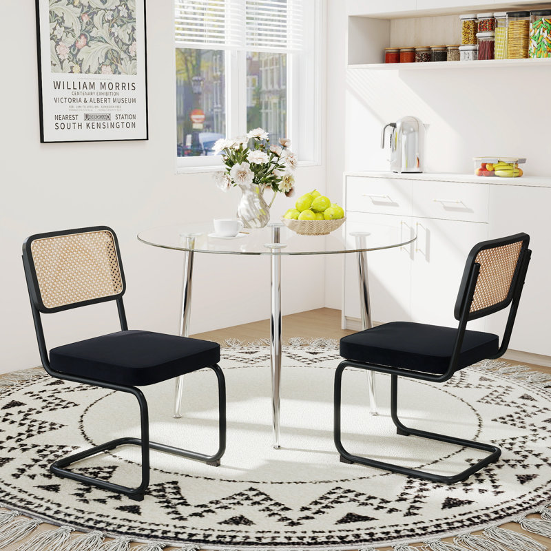 Ensemble de salle à manger 5 pièces, H 29,5 po x L 36 po x l 36 po, Noir, 3 pièces : Table, 2 chaises