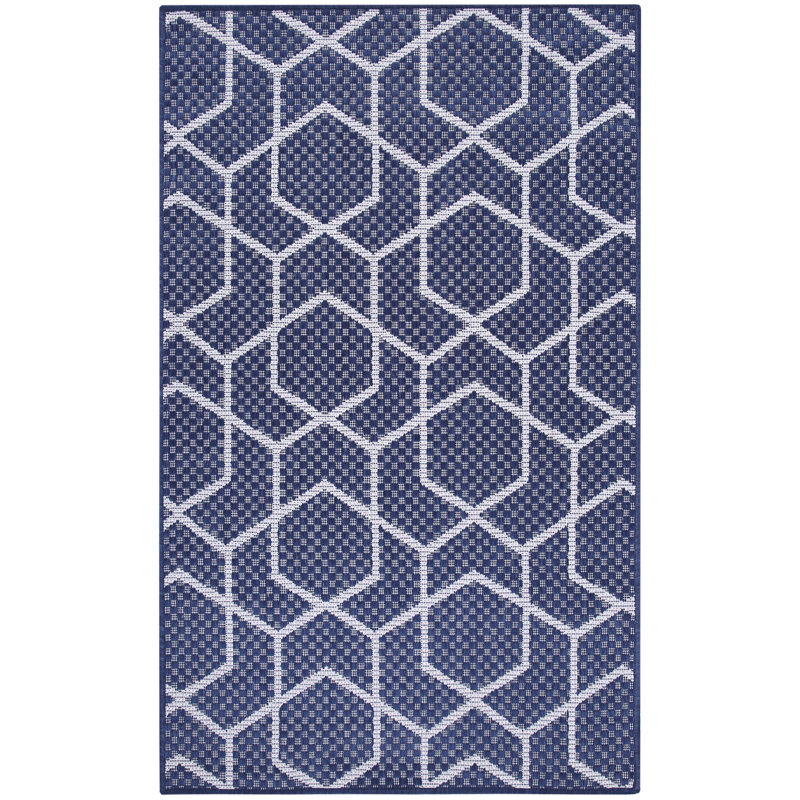 Reidy Modern Indoor/Outdoor Rug, Navy, Rectangle 5' x 7'