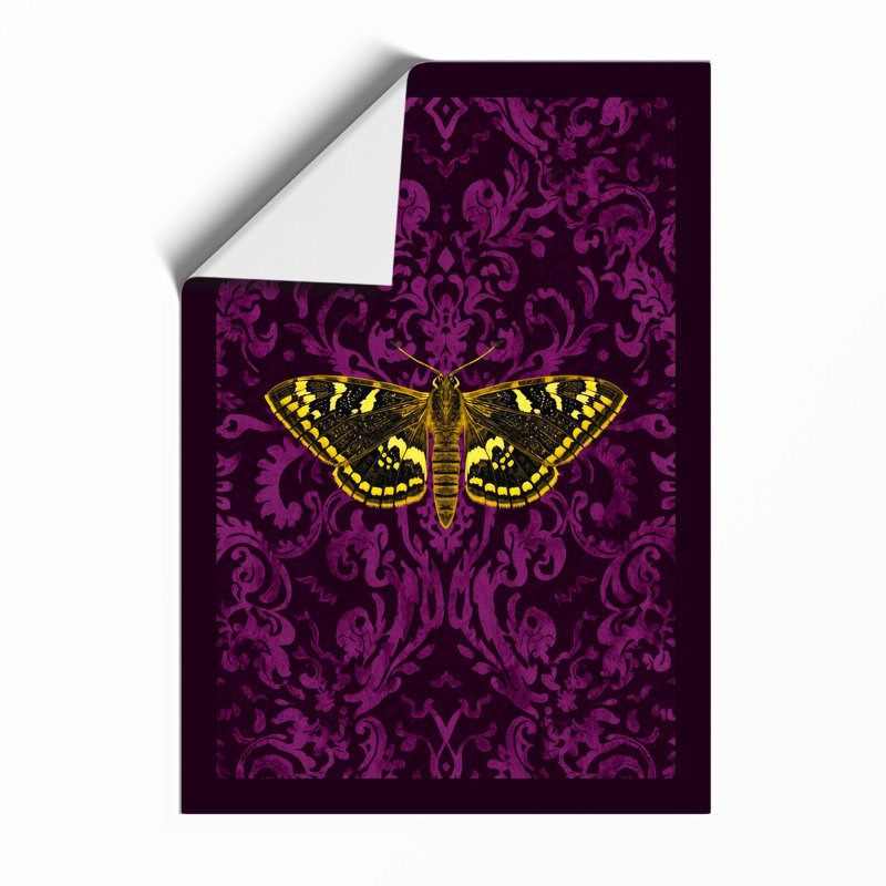 Butterfly on Damask Maximalist - Framed Print, A2 - 59.4 x 42.0 cm, Unframed