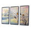 Rustic Birds On A Tree In Winter Village - peinture sur toile flottante 3 pièces-72600840-72600836