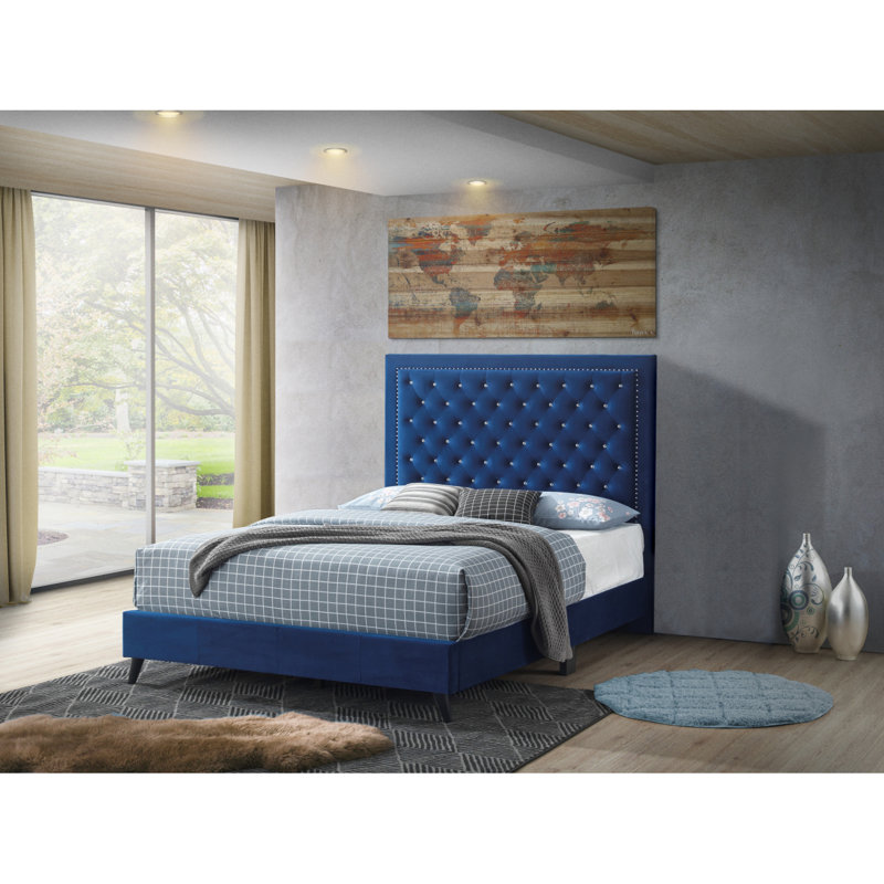 Glory Furniture Alba G0609-KB-UP KING BED , NAVY BLUE