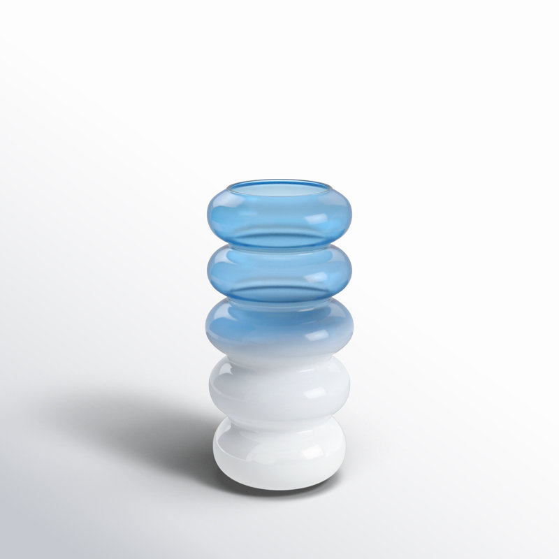 Glass Vase with Bold Bubble Design, Coastal Style Decorative Modern Accent for Shelving or Tabletop Decor in Contemporary Living Spaces.
