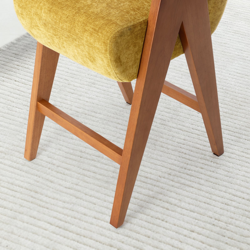 Tabouret de comptoir rembourré avec accoudoirs Kyajah, Jaune
