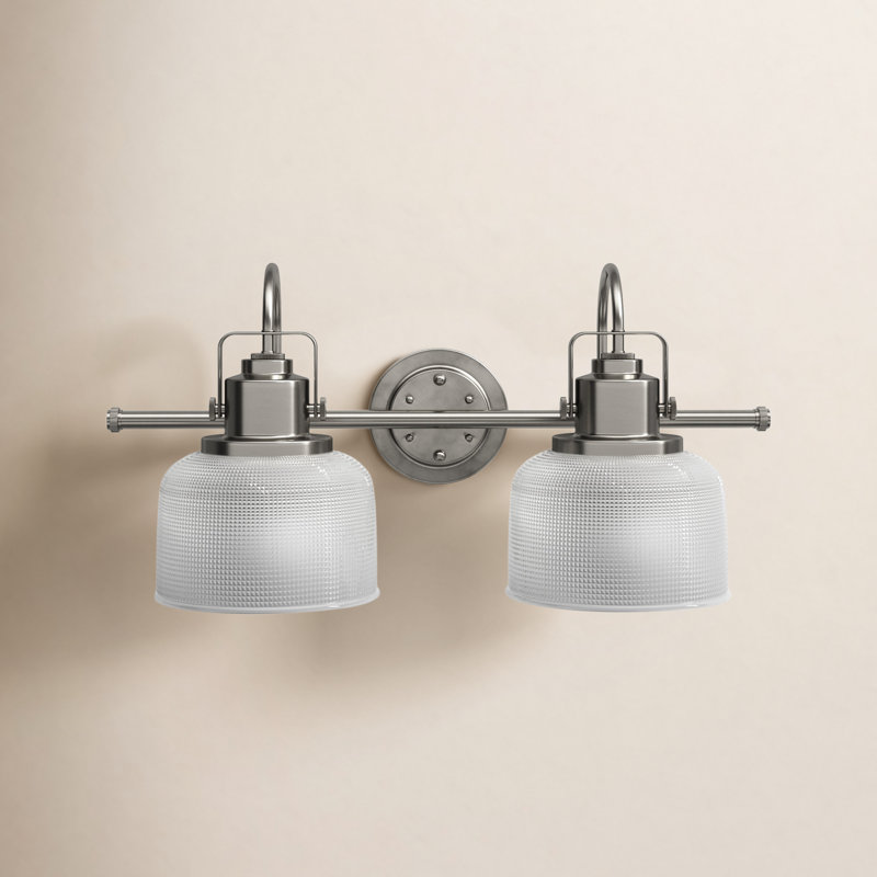Rosser Dimmable Vanity Light, Antique Nickel, 2 Lights, 8.75"H x 17"W x 7.25"D