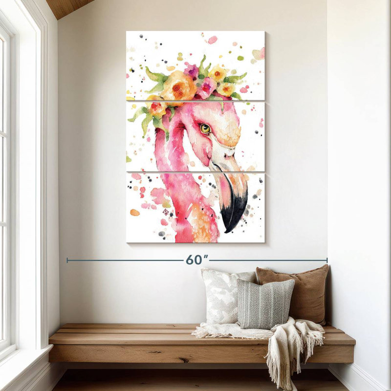 Petit flamant rose Brampt, H 50 po x l 32 po
