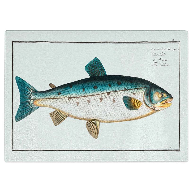 Tempered Glass Salmon Fish by M.E. Bloch Chopping Board, 39 cm W x 28.5 cm L