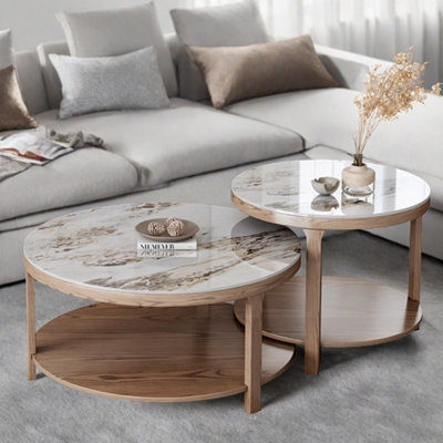 Design sense rock plate coffee table set