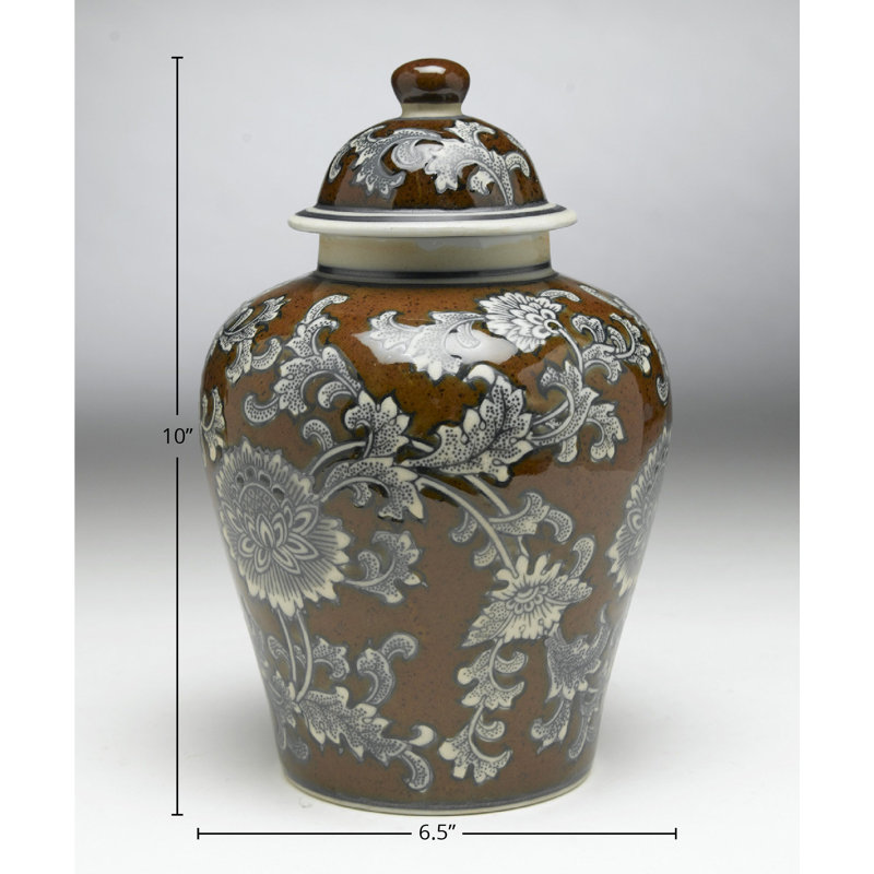 Priebe Floral Urn, Brown