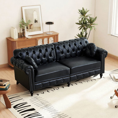 82.7" Wide Faux Leather sofa