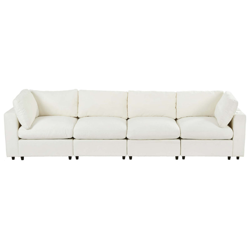 113" Upholstered Modular Sofa With Storage Space, USB Charge Ports, Wireless Charging And Built-Intooth Speaker In Arm, Sectional Sofa
