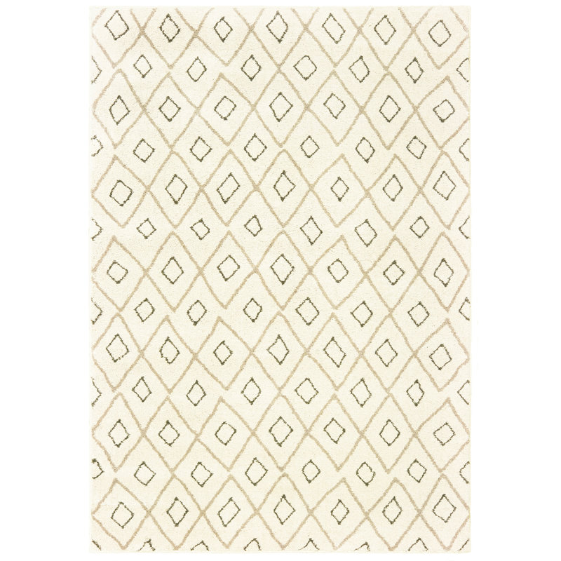 Tapis géométrique Ivoire/sable Copley, Rectangle 7 pi 10 po x 10 pi