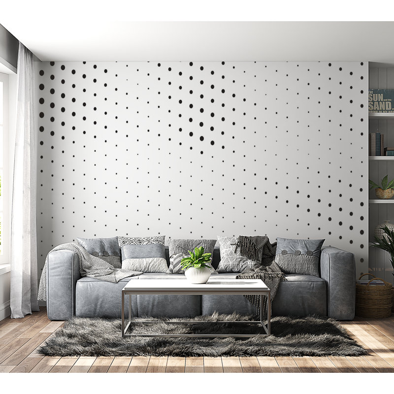 Papier peint de qualité supérieure - Motif à pois, L 96 po x l 120 po
