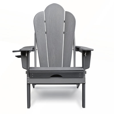 Folding Outdoor Adirondack Chair with Ottoman, HDPE All-Weather, Ergonomic Design for Patio