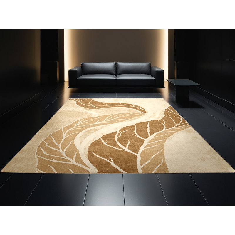 Tapis rustique beige chou lavable à la machine - reliure beige, 2 pi x 3 pi