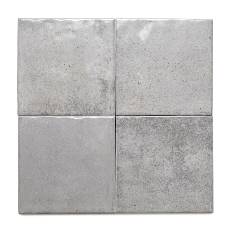 The Tile Life Vela 4" x 4" Glossy Porcelain Wall Tile, Gris mat