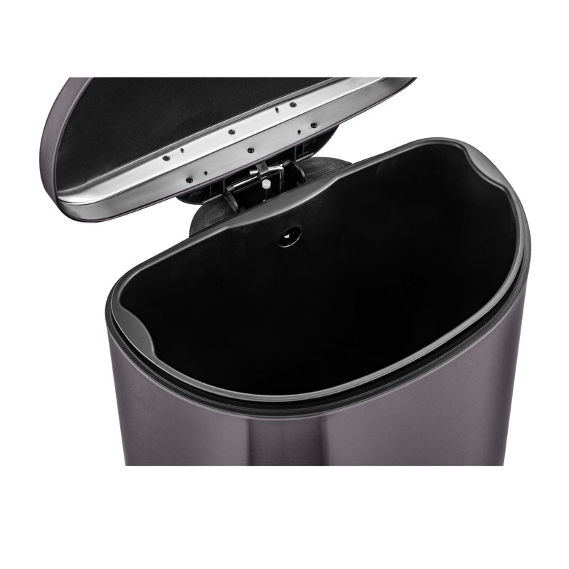 Black Stainless Steel D-Shape Step Trash Can Set with Pedal