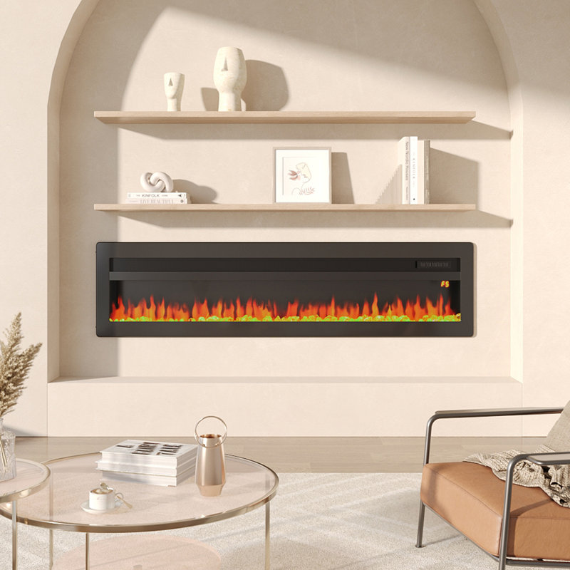 Wyndham Electric Inset Fire, 32.7cm H x 101.6cm W x 14.6cm D, Black