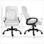 Big & amp; Grand fauteuil de bureau de direction de 400 lb, siège de bureau ergonomique réglable en cuir PU blanc cassé pour adultes