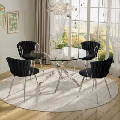 5-Piece Round Glass Dining Table Set