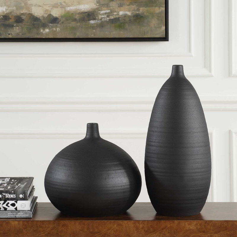 Uttermost Bower Black Vases Set/2