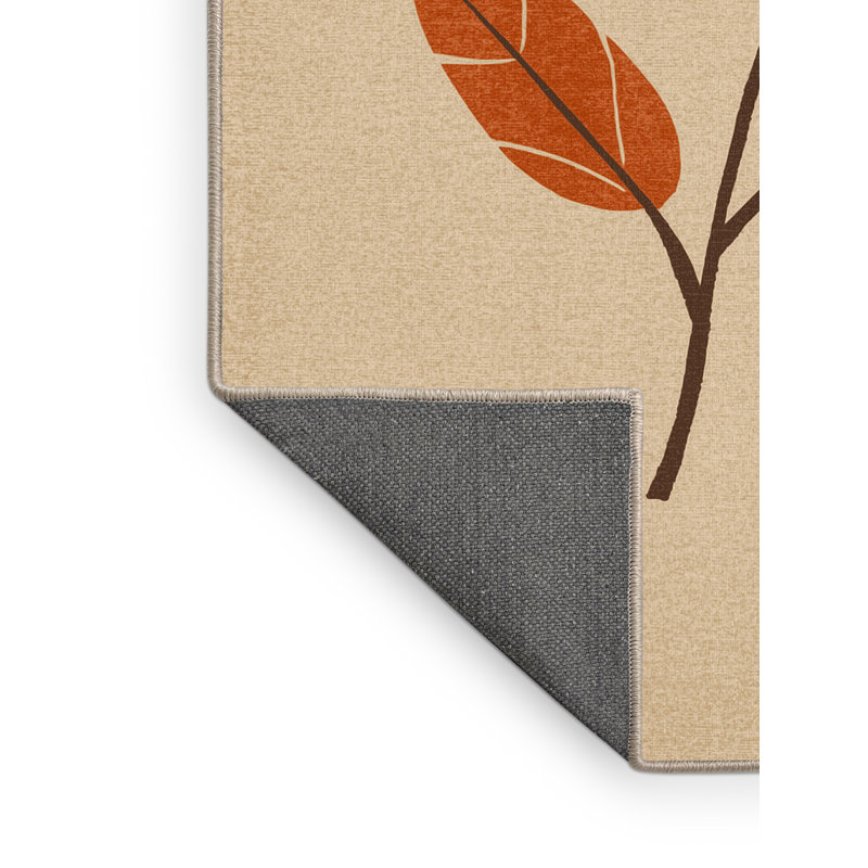 Soft Plush Feller Thanksgiving Modern & Contemporary Abstract Area Rug in Brown – Beige Binding, 7x9