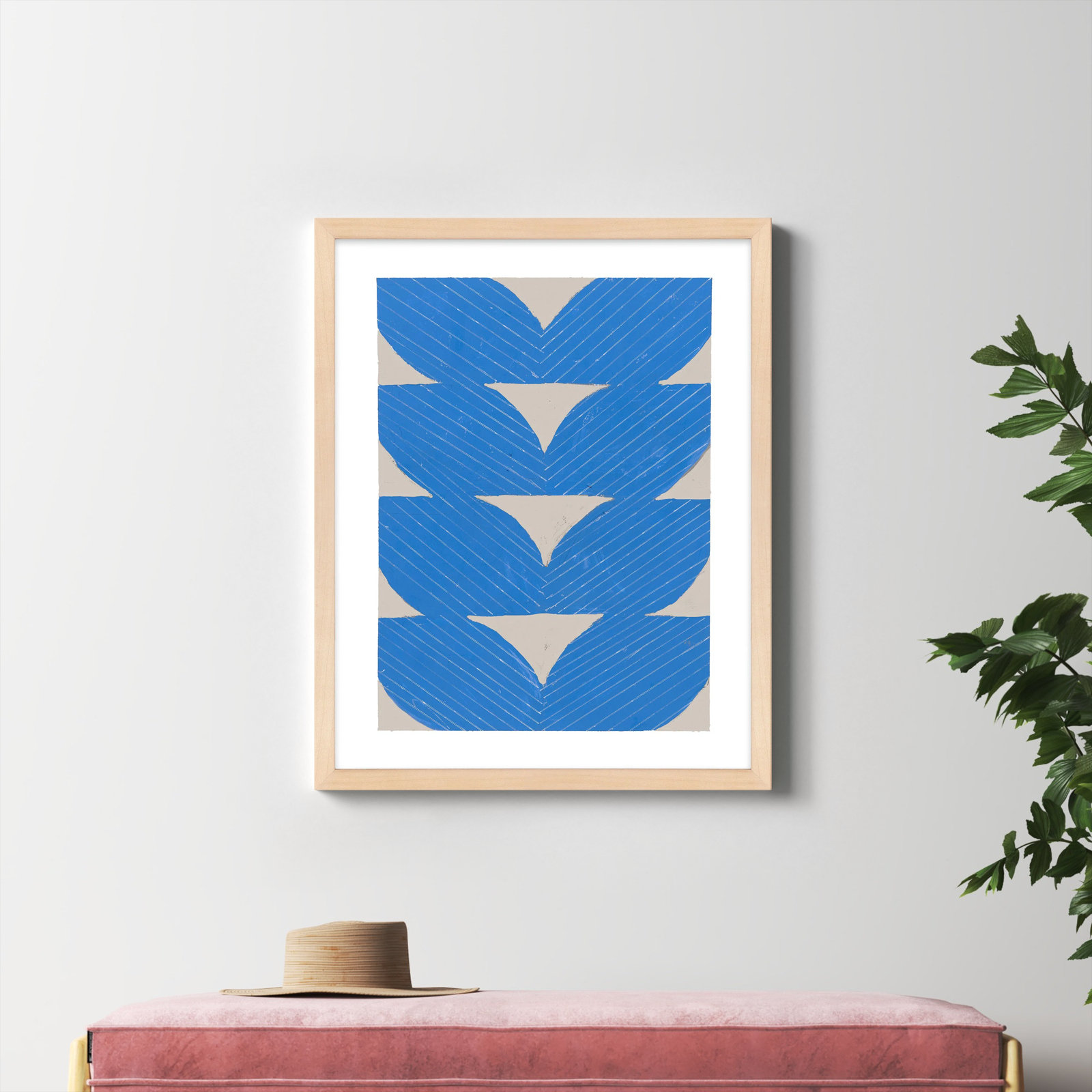 Blue Chevron by Andrea Stokes, Brown, 38" H x 30" W x 1.25" D