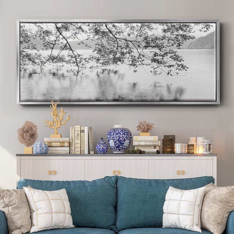 Lake Crescent- Framed Canvas, 8" H x 20" W