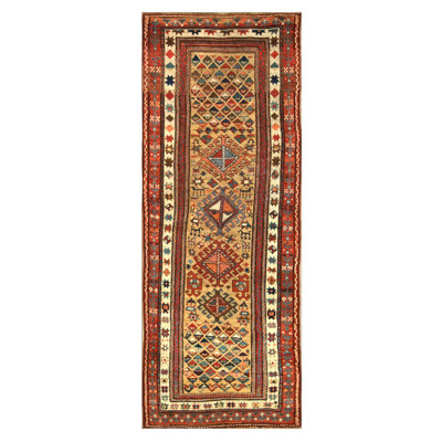 Antique Caucasian - Ganjeh Hallway Runner Wool Yellow Rug