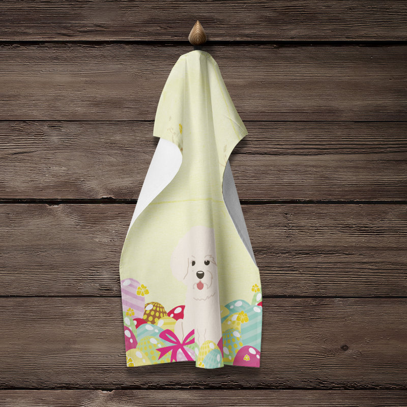 Chiffons rectangulaire bichon bichon frisé pâques œufs