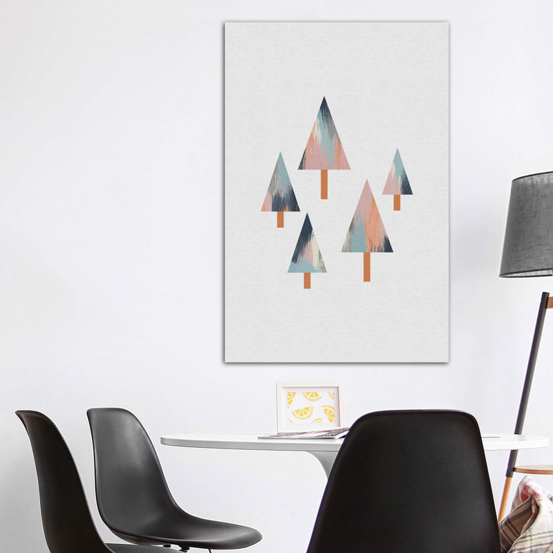 Pastel Trees - impression d'art graphique, Toile tendue, H 60 po x l 40po x P 1,5 po