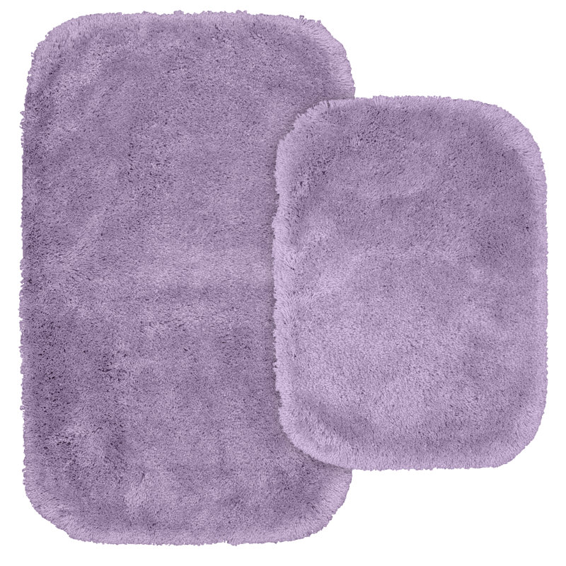 Billy-Dean Nylon 2 Piece Bath Rug Set with Non-Slip Backing, Purple