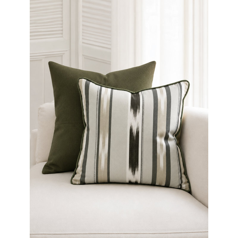 Kutnu Large Ikat Pattern Pillow, Sage