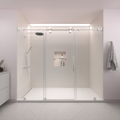 RadianceX 84 To 88 In. W X 76 In. H Single Sliding Frameless Shower Door With 3/8" Clear Glass