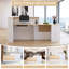 L-Shaped Reception Desk with Lockable Drawers and Storage Shelves, Multi-Functional Computer Desk for Office-27733808-27733802